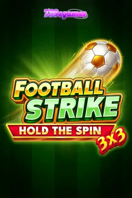 Tampilan visual slot 3x3 Football Strike dengan tema lapangan sepak bola dan simbol koin.
